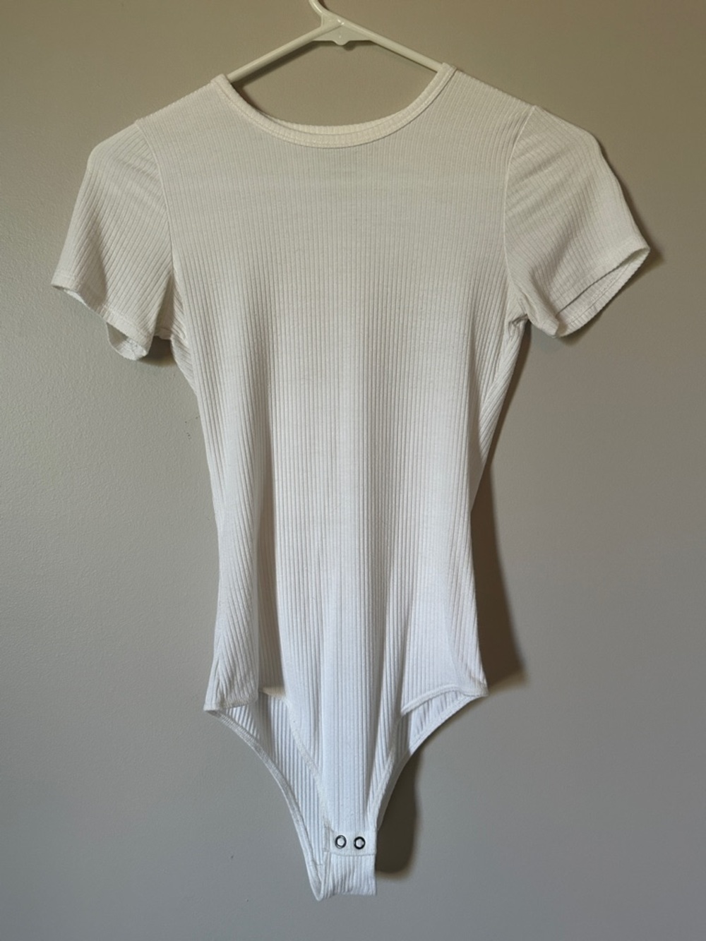 Ribbed Short Sleeve White Bodysuit